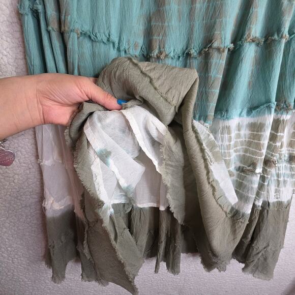 Tiedyed SzSm Tiered Vintage‎ long Skirts. A line. Elastic waist. Boho. Romantic. - Picture 11 of 13